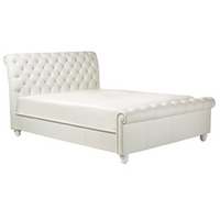 Chesterfield Bedframe White Shelley Leather